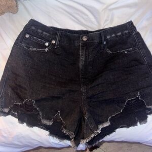 Aerie Black Distressed Jean Shorts